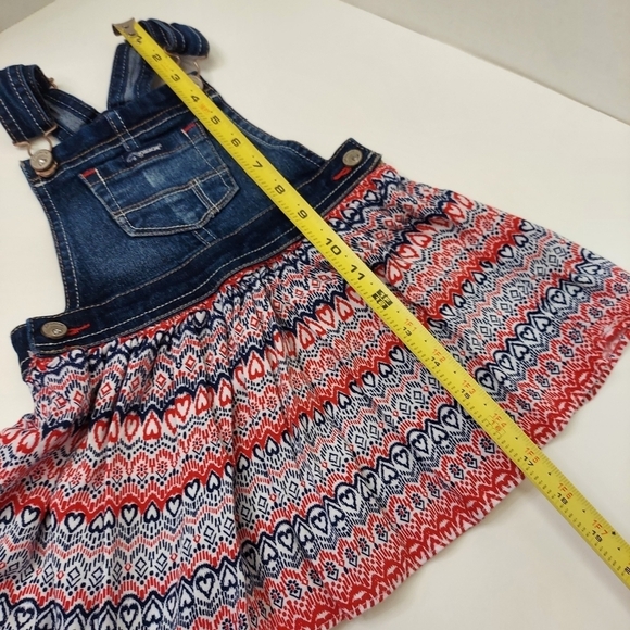 Jordache Toddler Girls Denim Overalls Jumper Size 3T / NP3 Red White Blue Skirt - Picture 9 of 13